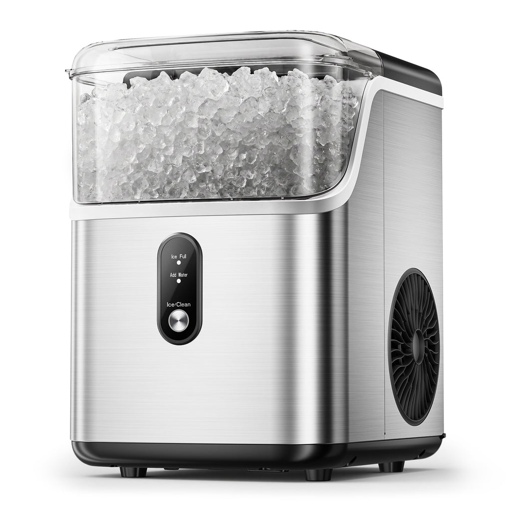 Simzlife Countertop Nugget Ice Maker, 35 Lbs/24H Portable Sonic Ice, Self-Cleaning Ice Machine, Chewable Pellet Ice, Stainless Steel