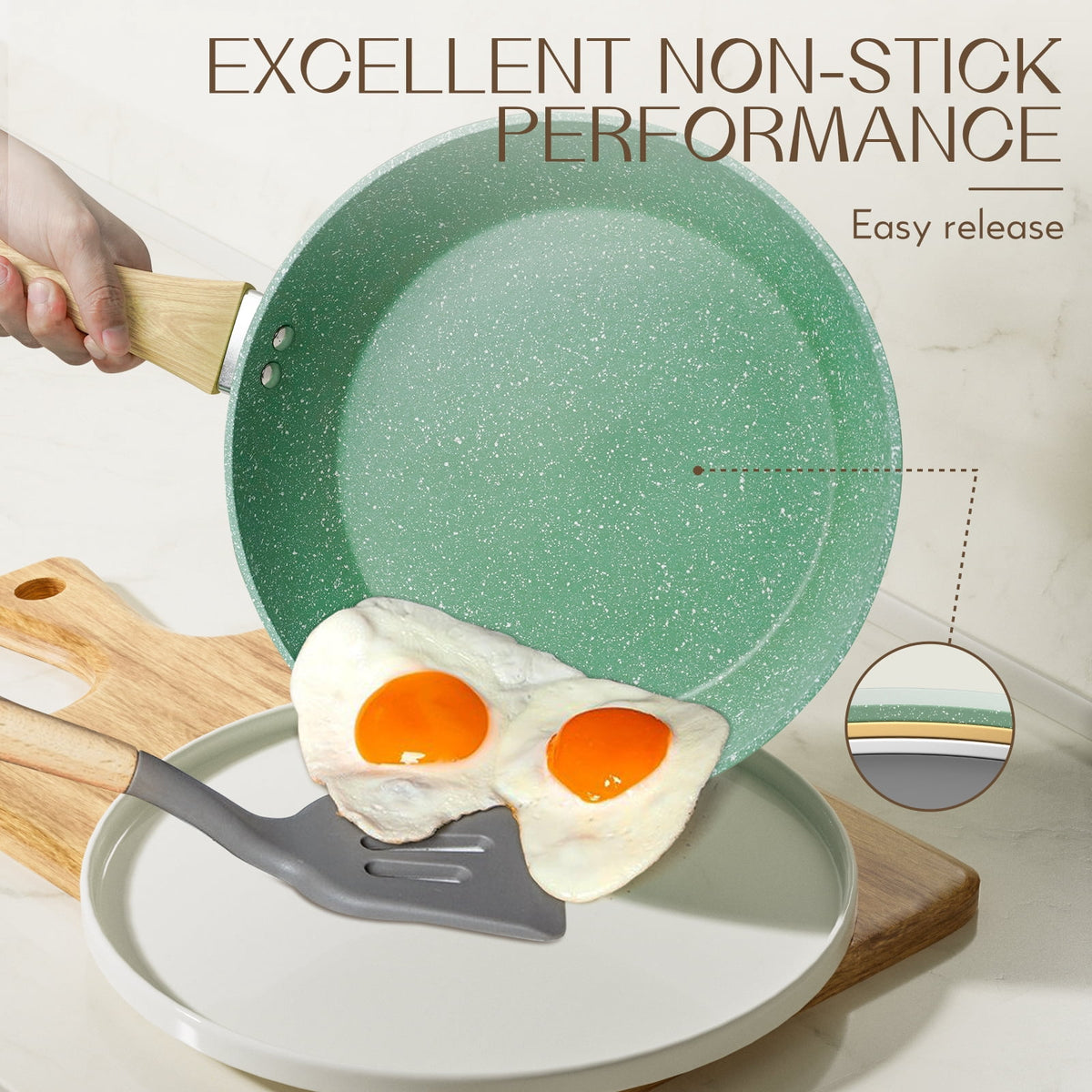Innerwell 8-Inch Nonstick Granitic Frying Pan with Ergonomic Bakelite Handle