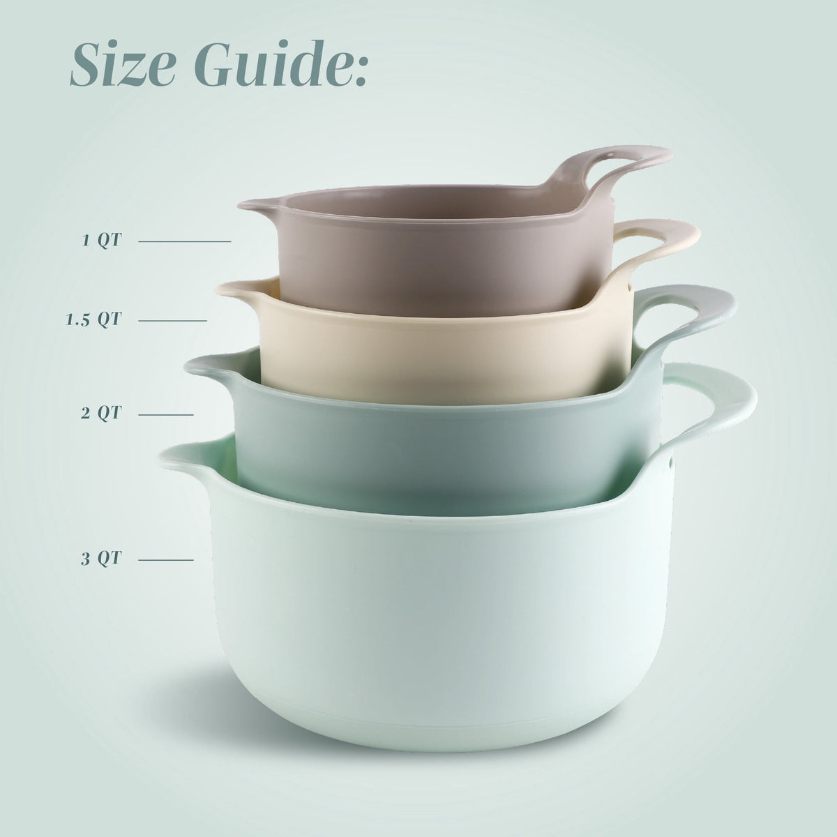 COOK WITH COLOR Mixing Bowls Set, 4-Piece Non-Slip Mixing Bowls with Pour Spouts & Handles, Black Speckled