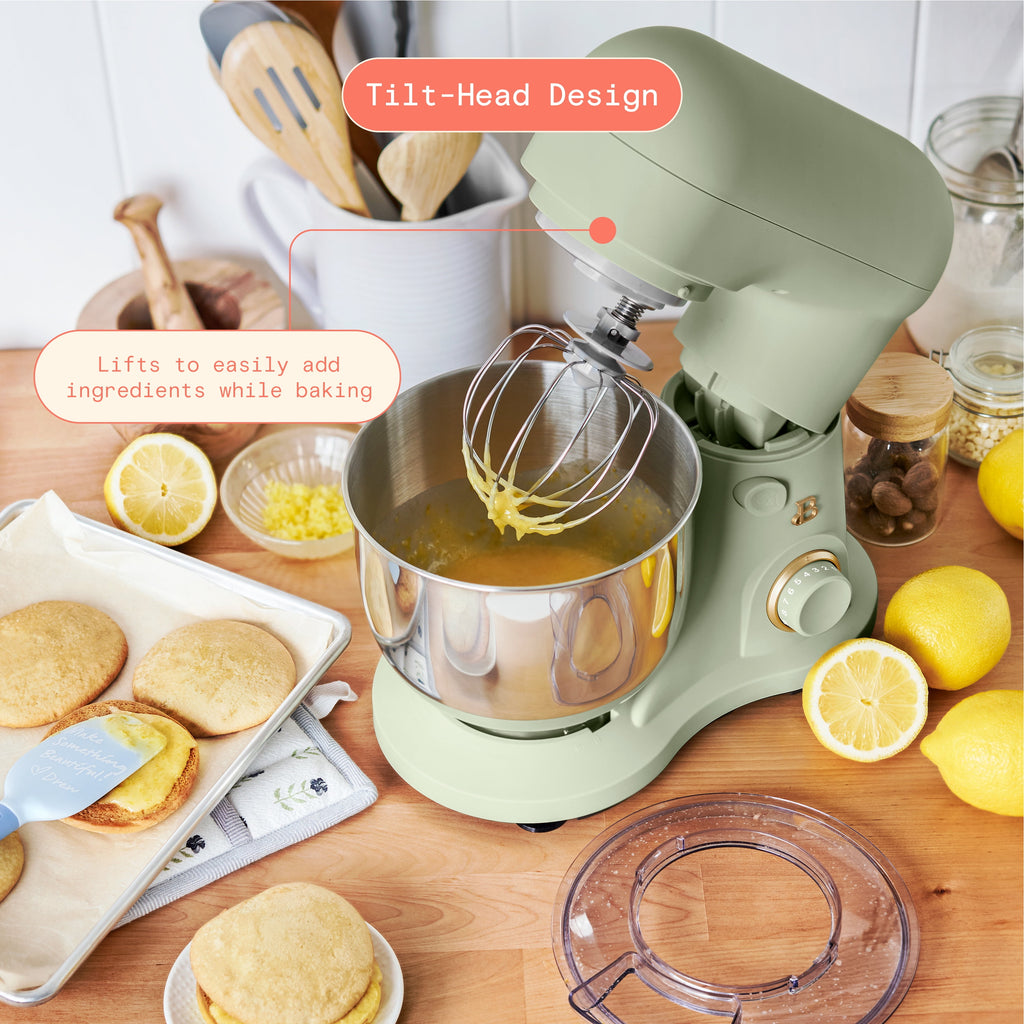 Beautiful 3.5 Qt Stand Mixer with Flat Beater, Dough Hook, Balloon Whisk, Chocolate by Drew Barrymore