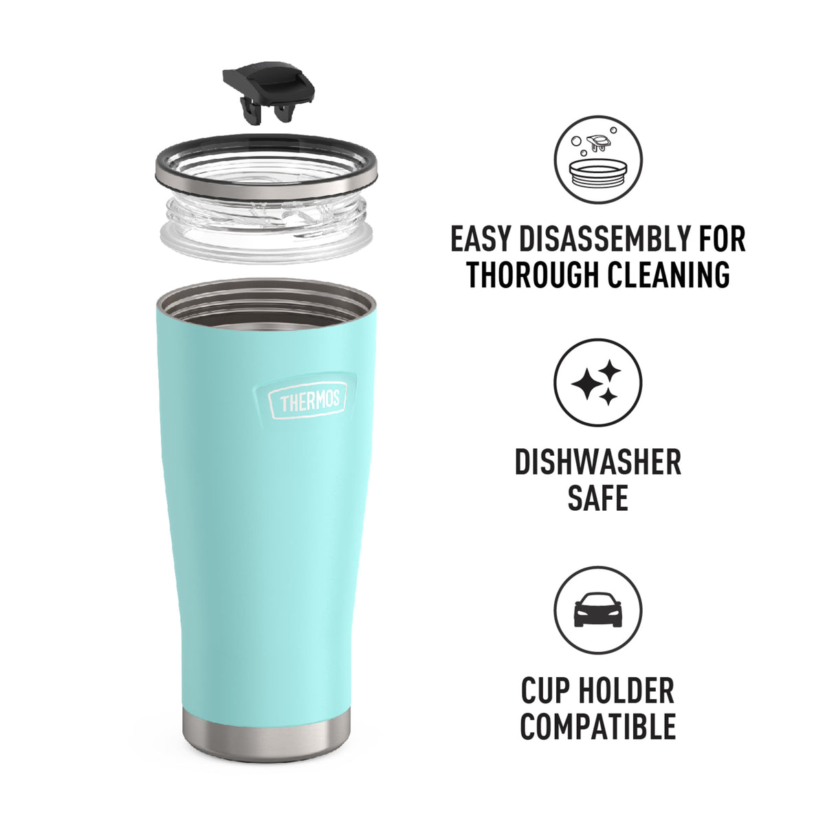 Thermos Stainless Steel Tumbler, w/ Slide Lock Lid, Graphite, 24 oz