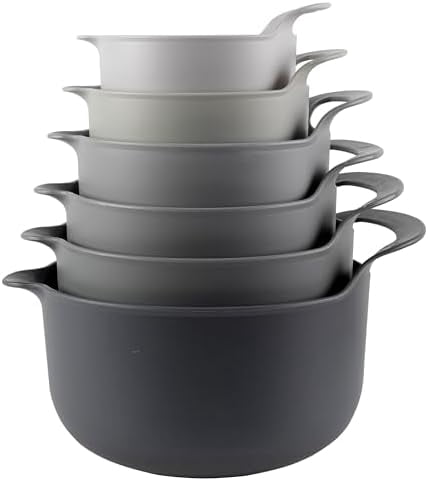 COOK WITH COLOR Mixing Bowls Set, 4-Piece Non-Slip Mixing Bowls with Pour Spouts & Handles, Black Speckled