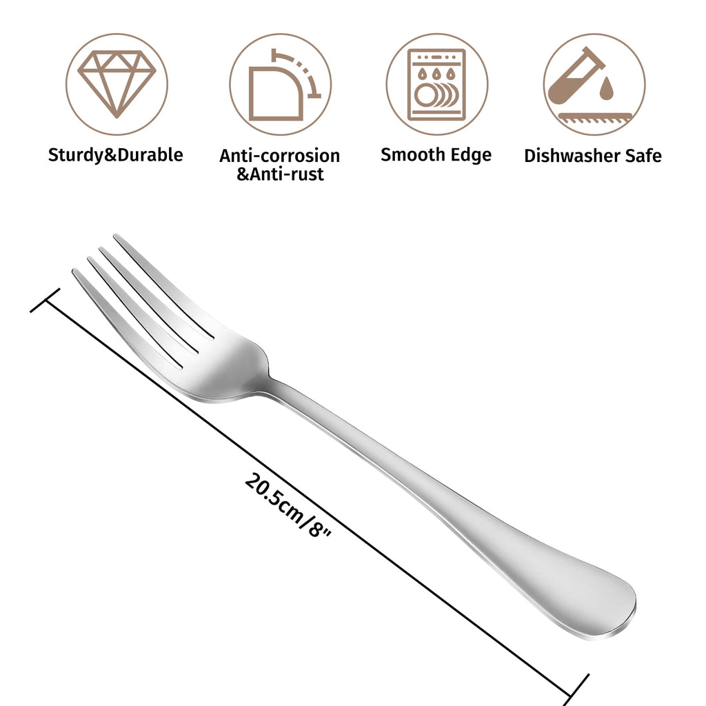 24-Pieces Spoon Fork Silverware Set, TAIMASI Food-Grade Tableware Set for 12, Stainless Steel , Mirror-Polished Dining Flatware Set for Home Restaurant