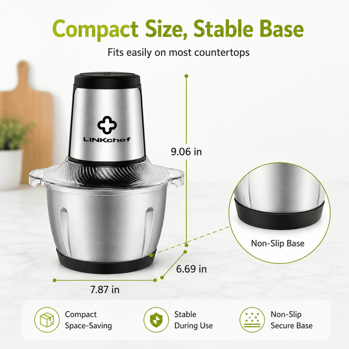 LINKChef 6-Cup Food Processor, Electric Food Chopper & Meat Grinder for Vegetables, Meat & Fruit，Dishwasher Safe