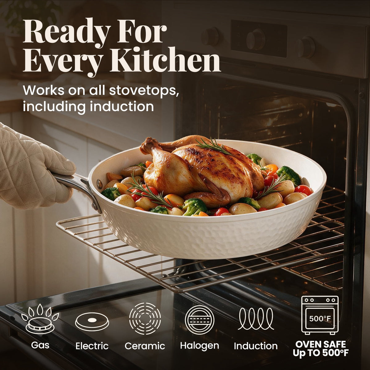 Gotham Steel Hammered 20 Pc Ceramic Cookware Set Nonstick, Induction Pots and Pans Set, Non Toxic Cookware Sets, Oven & Dishwasher Safe, Copper
