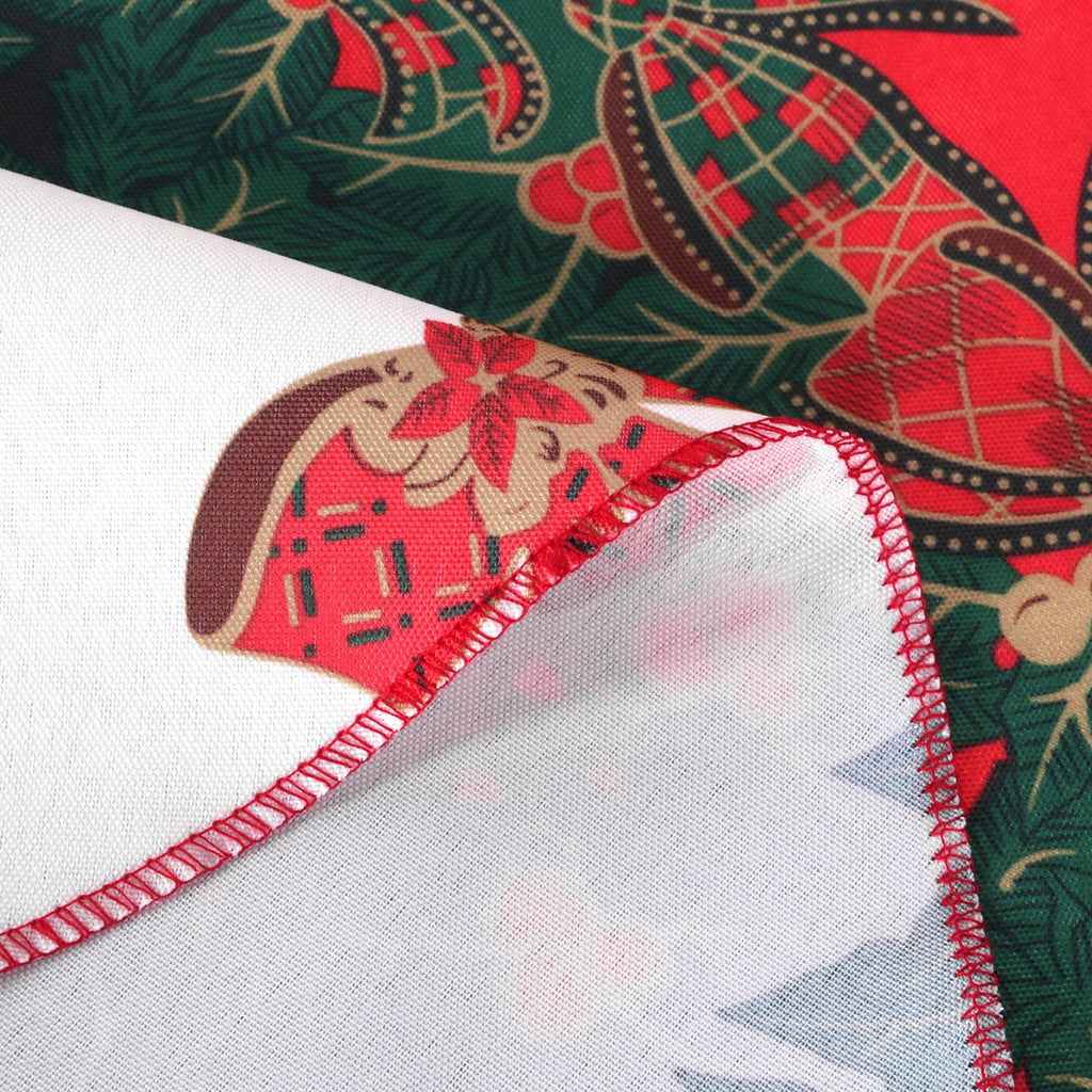 LUSHVIDA Christmas Tablecloth Rectangle - 60x84 inch Holly Ribbon Pattern Washable Wrinkle Resistant Holiday Tablecloths for Christmas Family Gathering, Dining Room Table Decoration 130GSM