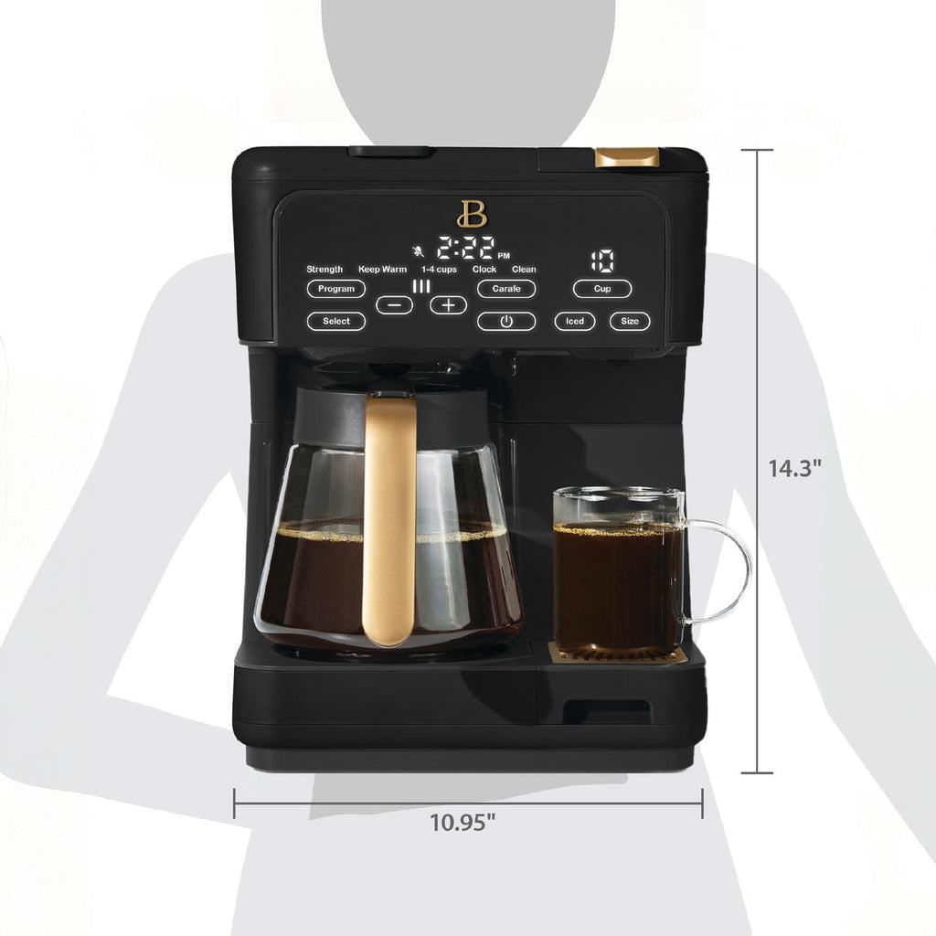 Beautiful by Drew Barrymore Multi-Brew 12-Cup Programmable Drip & Single-Serve Coffee Maker, White Icing