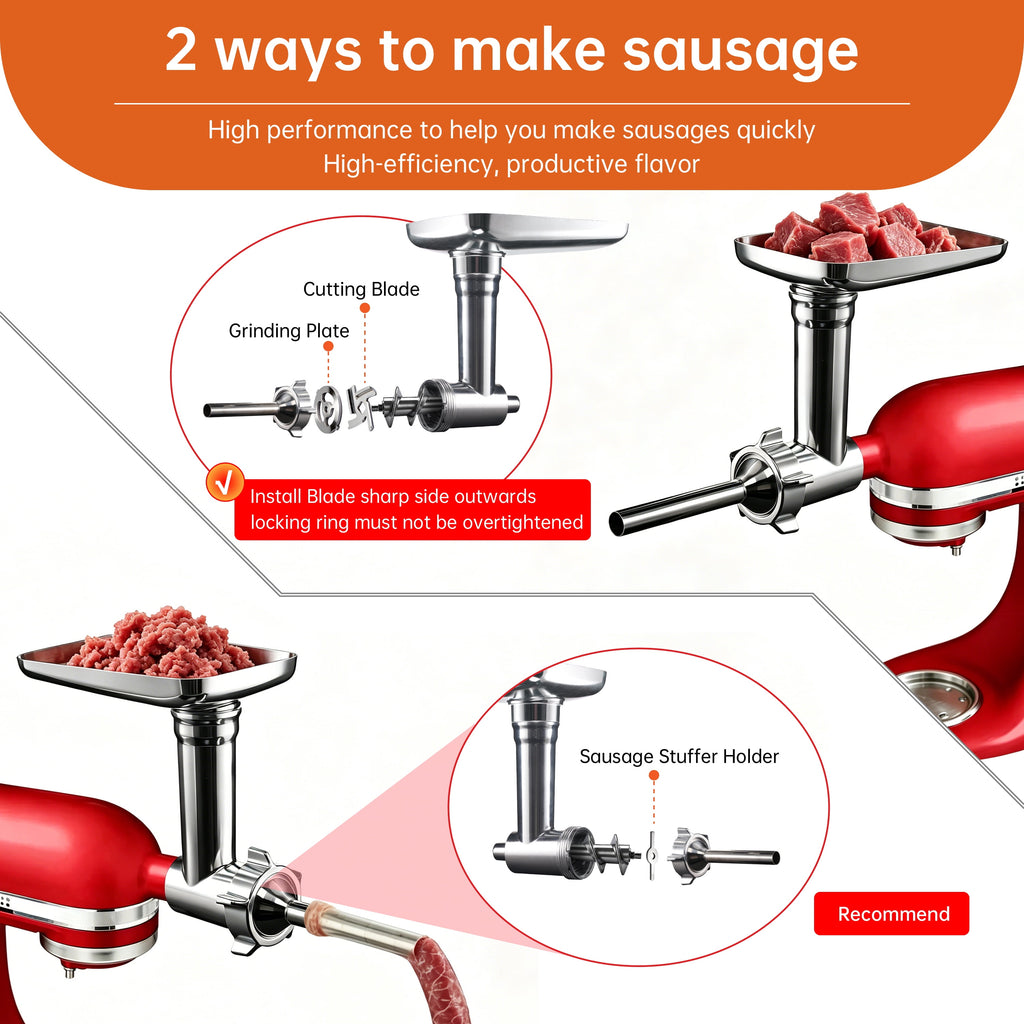 Metal Food Meat Grinder Attachment for KitchenAid Stand Mixers