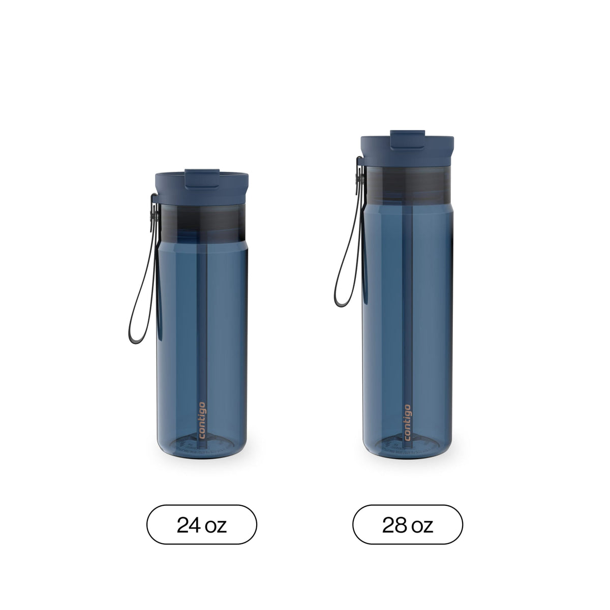 Contigo 24oz DualSip Plastic Water Bottle with Built-In Straw and Drink Opening, Licorice Black/Clear