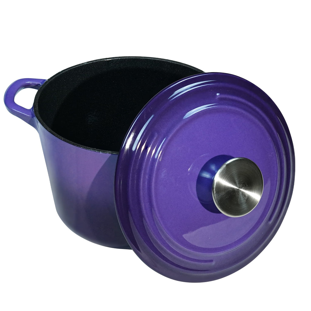 Flavehc Dutch Oven Pot with Lid 2.8 qt Cast Iron Dutch Oven for Bread Baking Slateblue Enameled Cast Iron Rice Pot with Handels