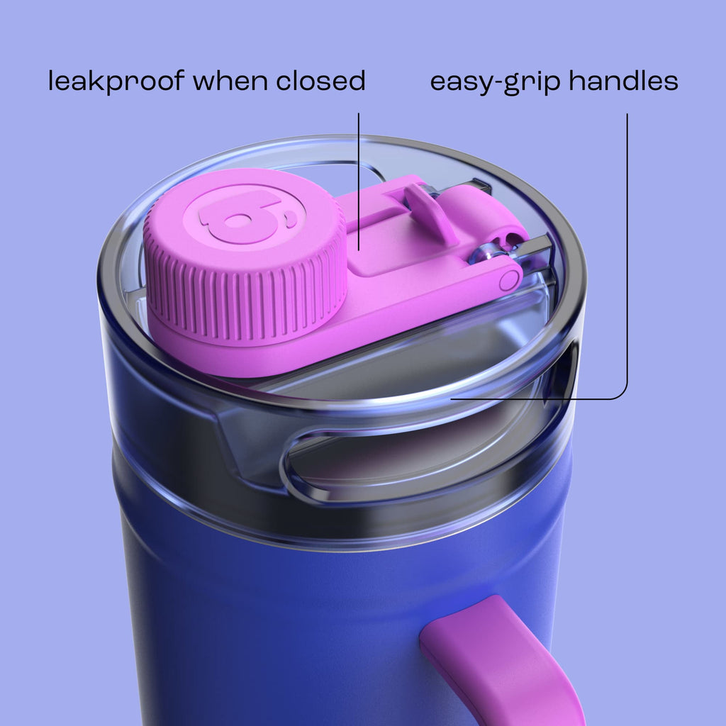 Bubba 52oz DualSip Insulated Stainless Steel Water Keg with Built-In Straw and Drink Opening and Side Handle, Moodbooster Purple/Blue