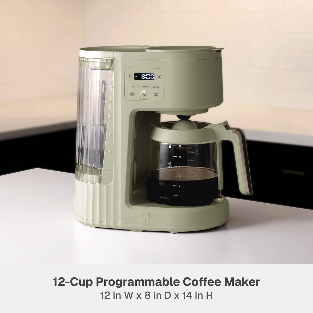 Thyme & Table 12-Cup Programmable Drip Coffee Maker, 60oz Water Reservoir, Atlantic Blue