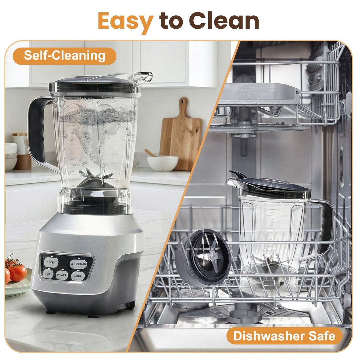 EDX 1200W Multi-Function Blender, 60oz Pitcher, 34oz & 24oz Portable Cups, 5 Speeds with Pulse & Ice Crush, Multi Lids for Juice, Shakes, Sauces, Silver