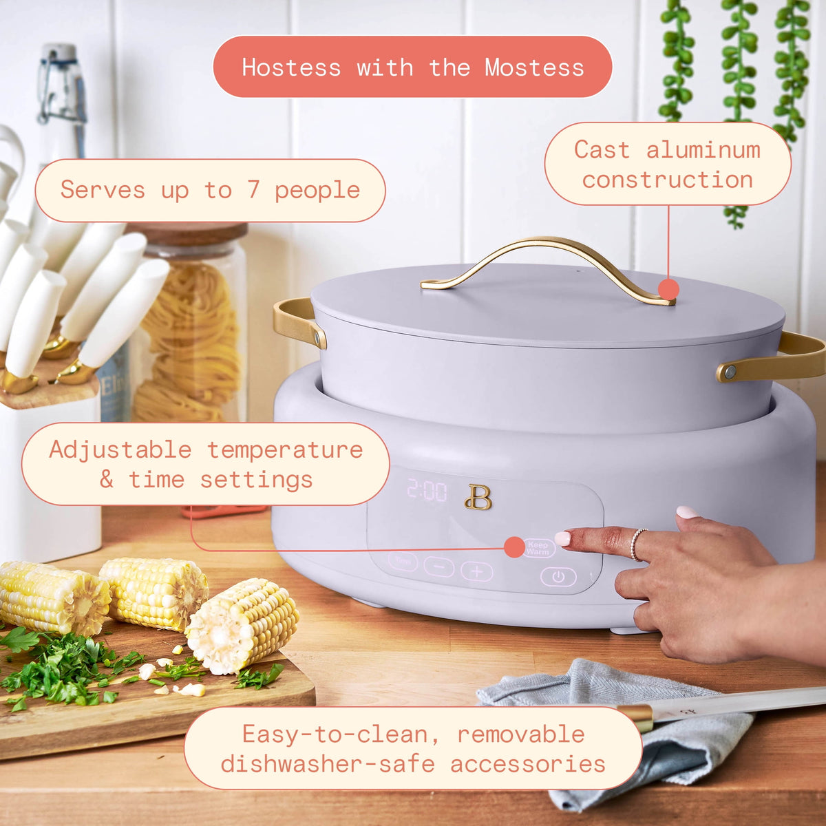 Beautiful 10 in 1, 6 Qt Electric Multi-Cooker, Thyme Green by Drew Barrymore