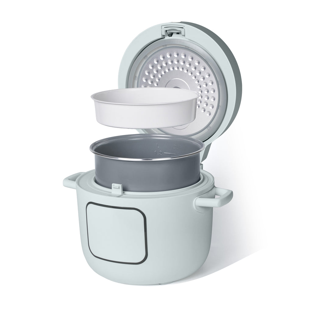 Beautiful 14-Cup Cooked, 6-Cups Uncooked Electric Rice and Grain Cooker, EverGood Ceramic Nonstick Coating, Thyme Green by Drew Barrymore