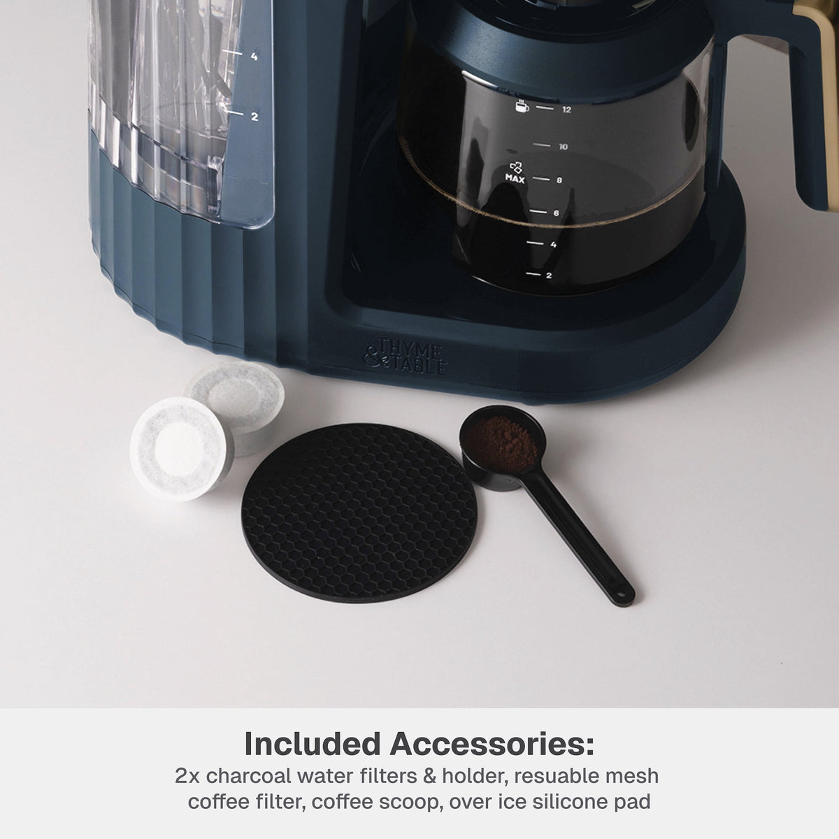 Thyme & Table 12-Cup Programmable Drip Coffee Maker, 60oz Water Reservoir, Atlantic Blue