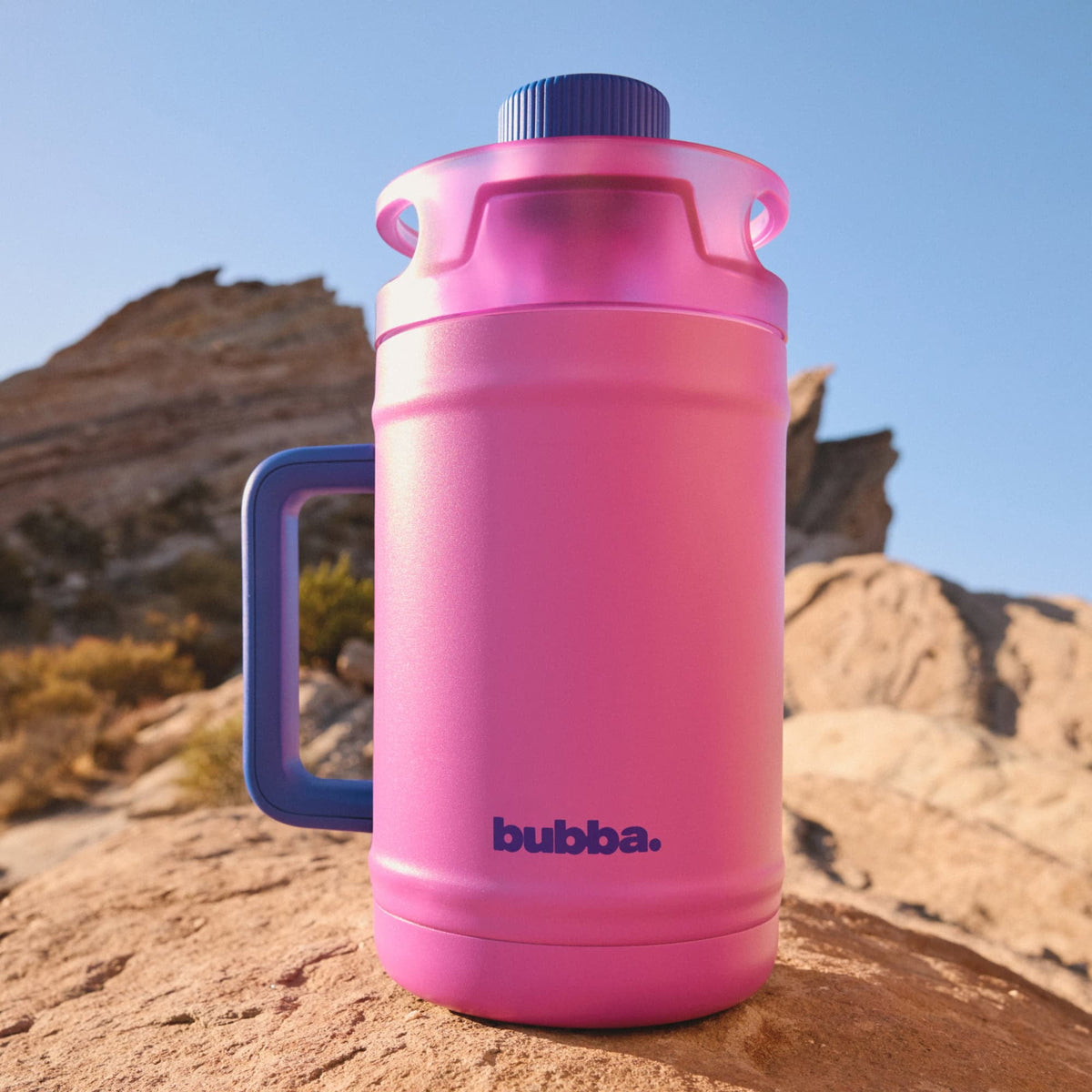 Bubba 52oz DualSip Insulated Stainless Steel Water Keg with Built-In Straw and Drink Opening and Side Handle, Moodbooster Purple/Blue