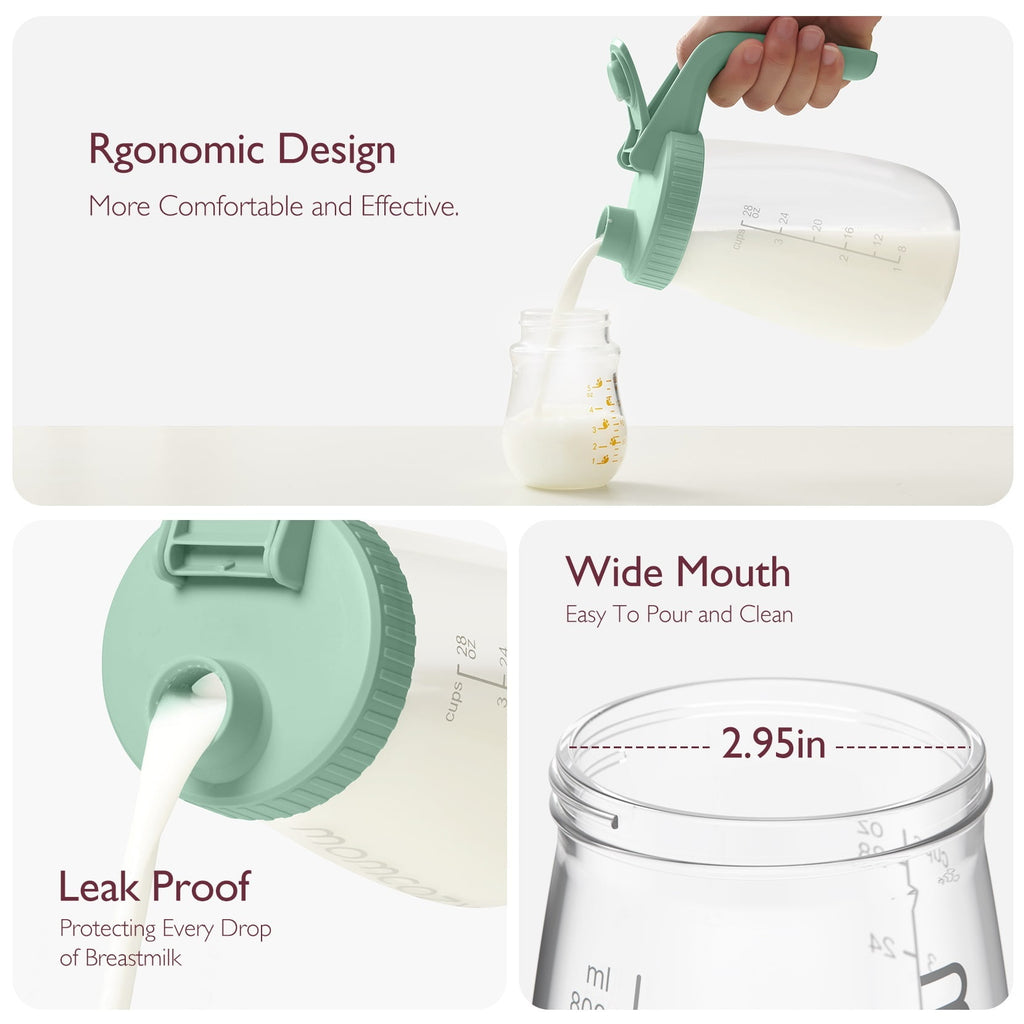 Momcozy Breast Milk Pitcher, Resistant to Heat and Cold Abrupt Temp Swings, 1 Quart Mason Jar