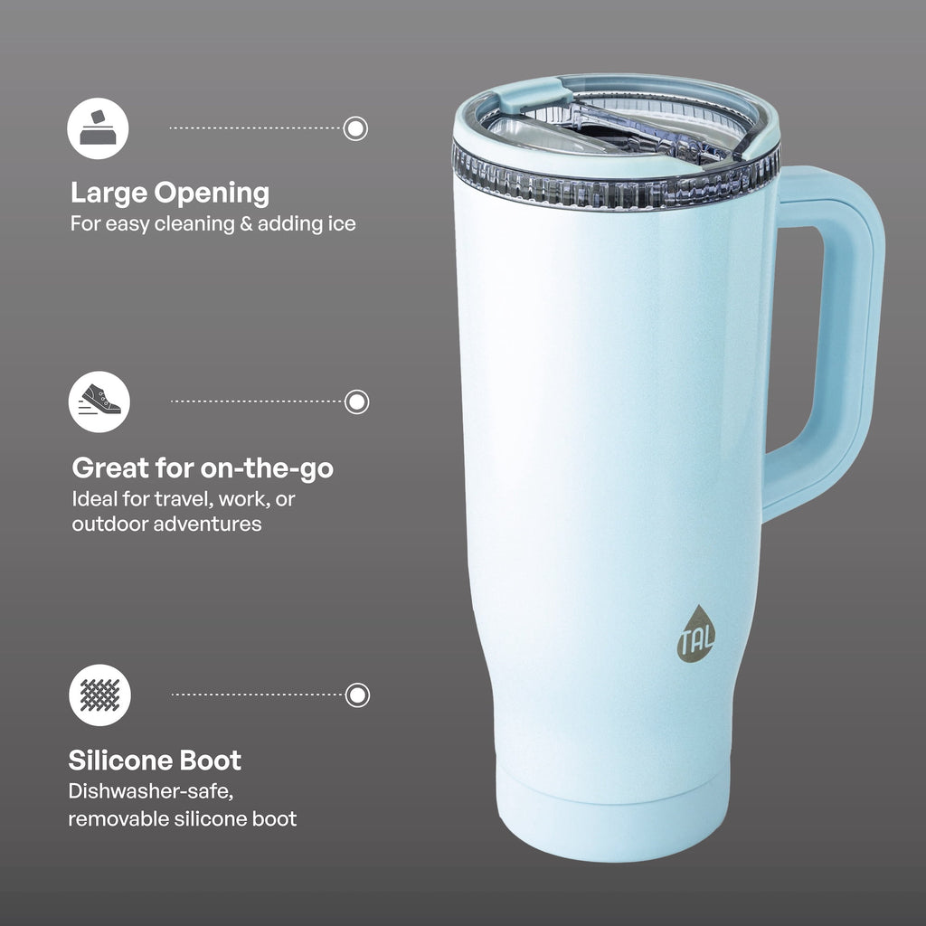 TAL 32oz Stainless Steel Skye Tumbler with Flip-Up Straw, Black