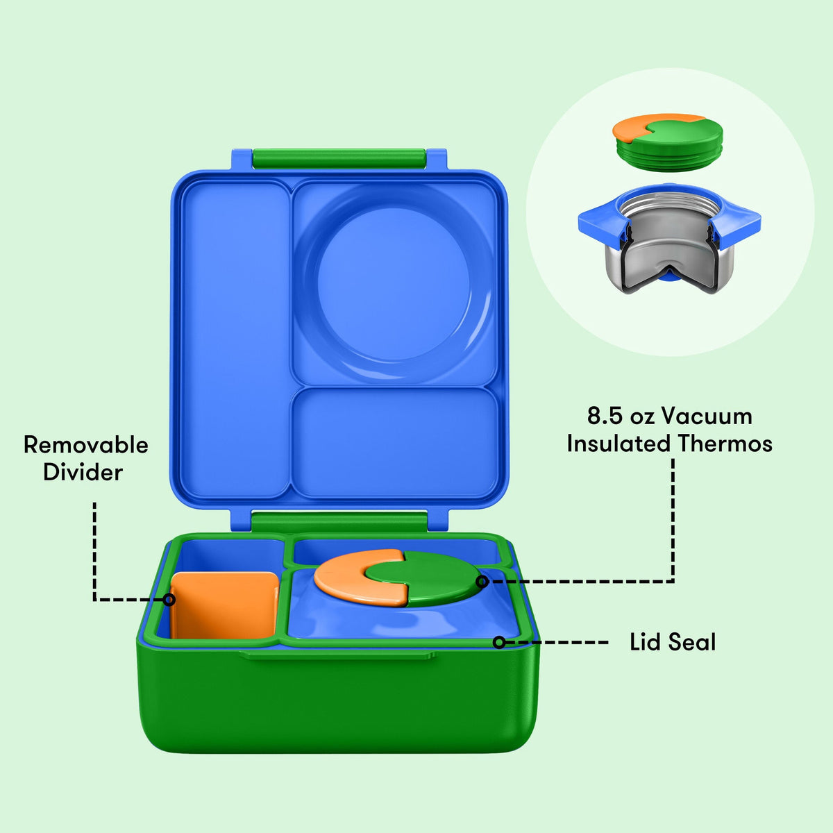 OmieBox Bento Box for Kids - Insulated Bento Lunch Box with Leak Proof Thermos Food Jar - Blue Sky by OmieLife