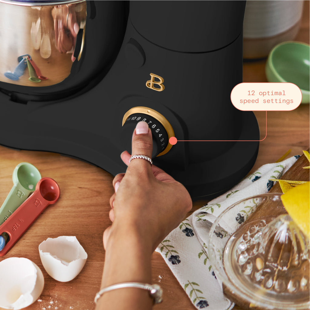 Beautiful 3.5 Qt Stand Mixer with Flat Beater, Dough Hook, Balloon Whisk, Chocolate by Drew Barrymore