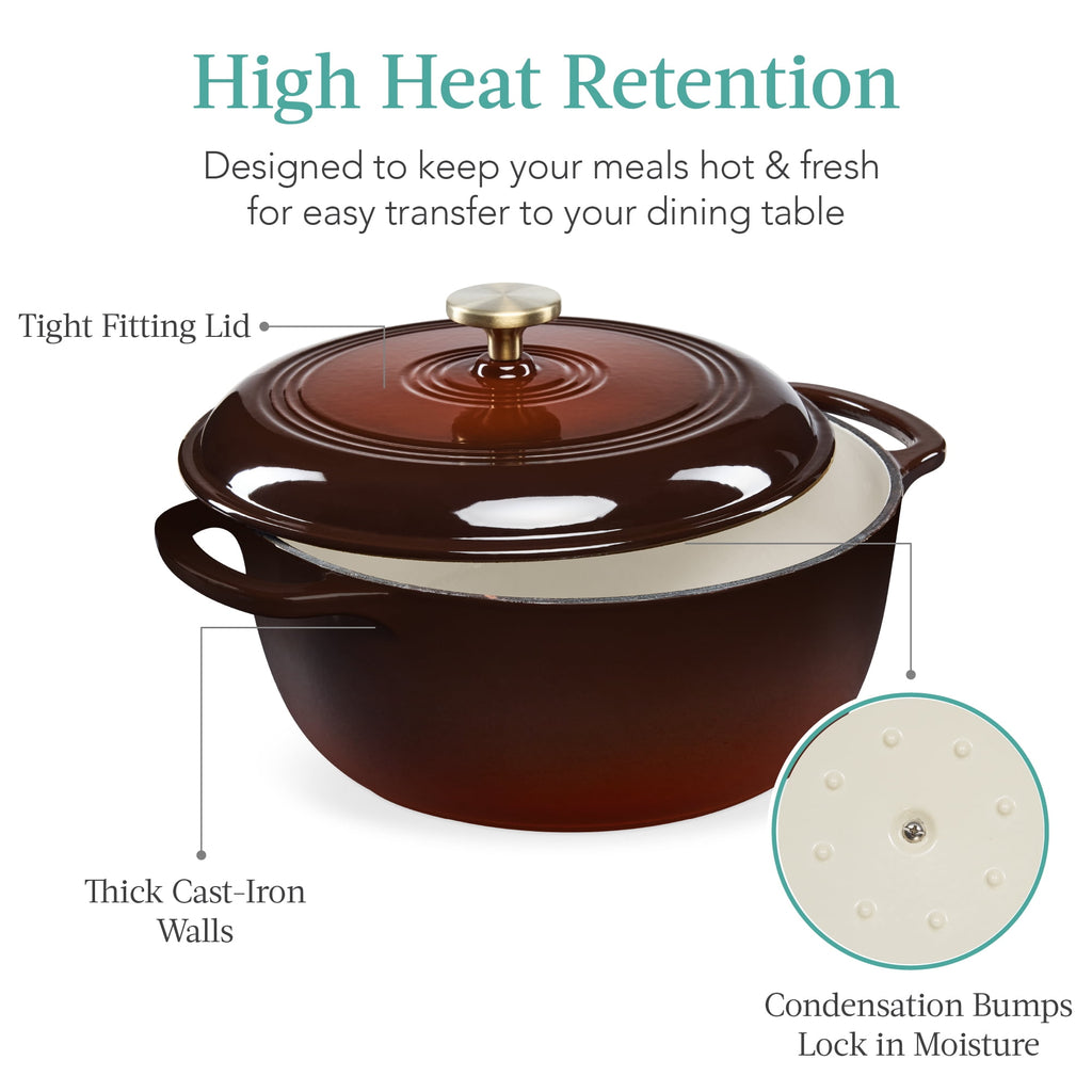 Best Choice Products 6 Quart Enamel Cast-Iron Dutch Oven, Heavy-Duty Cookware w/ Dual Handles, Lid - Cornflower Blue