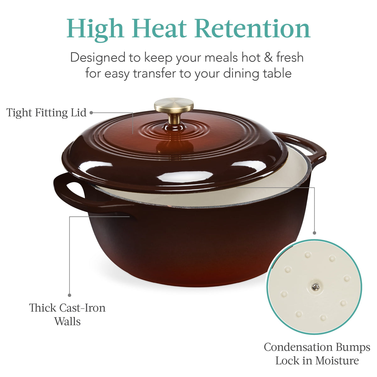 Best Choice Products 6 Quart Enamel Cast-Iron Dutch Oven, Heavy-Duty Cookware w/ Dual Handles, Lid - Cornflower Blue