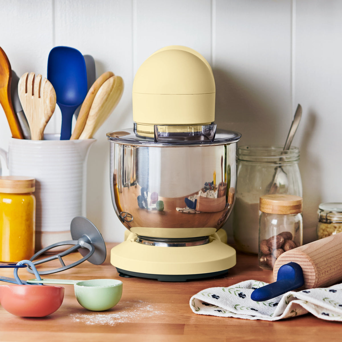 Beautiful 3.5 Qt Stand Mixer with Flat Beater, Dough Hook, Balloon Whisk, Chocolate by Drew Barrymore