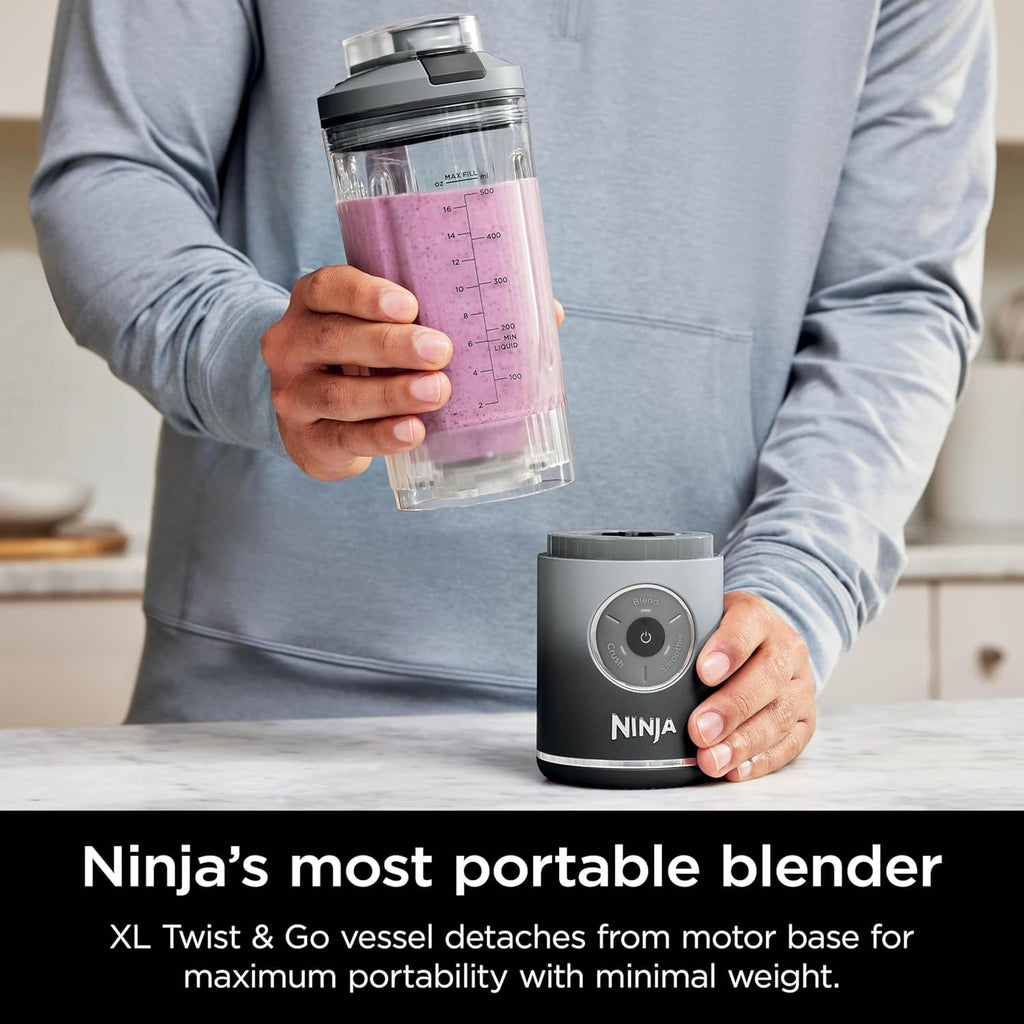 Restored Ninja BC251GY Blast Max Personal Cordless Blender, 3 Programs, 22 oz. Twist & Go Vessel, Gray (Refurbished)