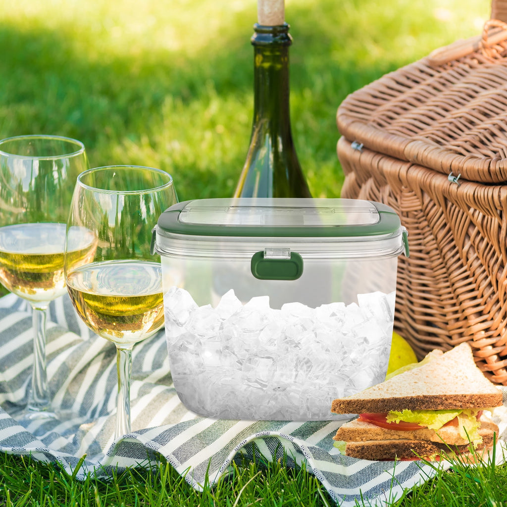 5.3 QT Ice Bucket with Lid and Tong Sealed Ice Bucket Container with Handle Ice Cube Bucket Portable Wine Bucket Multifunctional Ice Storage Bin for Cocktail Freezer Bar