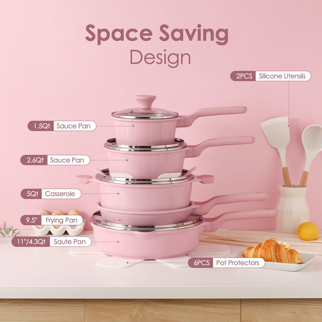 SENSARTE Ceramic Nonstick Pots and Pans Set, 10Pcs Healthy Non Stick Cookware Set with Pots Protectors, Induction Kitchen Cookware Sets, Dishwasher Safe White