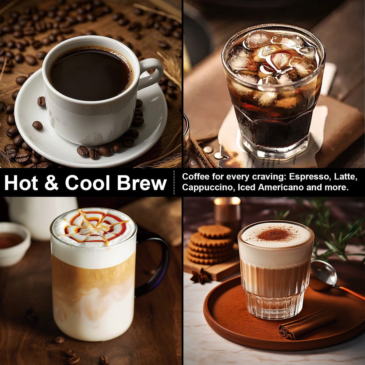 Bluebow 20-Bar Espresso Machine with Grinder and Milk Frother, All-in-One Automatic Coffee Maker for Latte Cappuccino, Home&Office