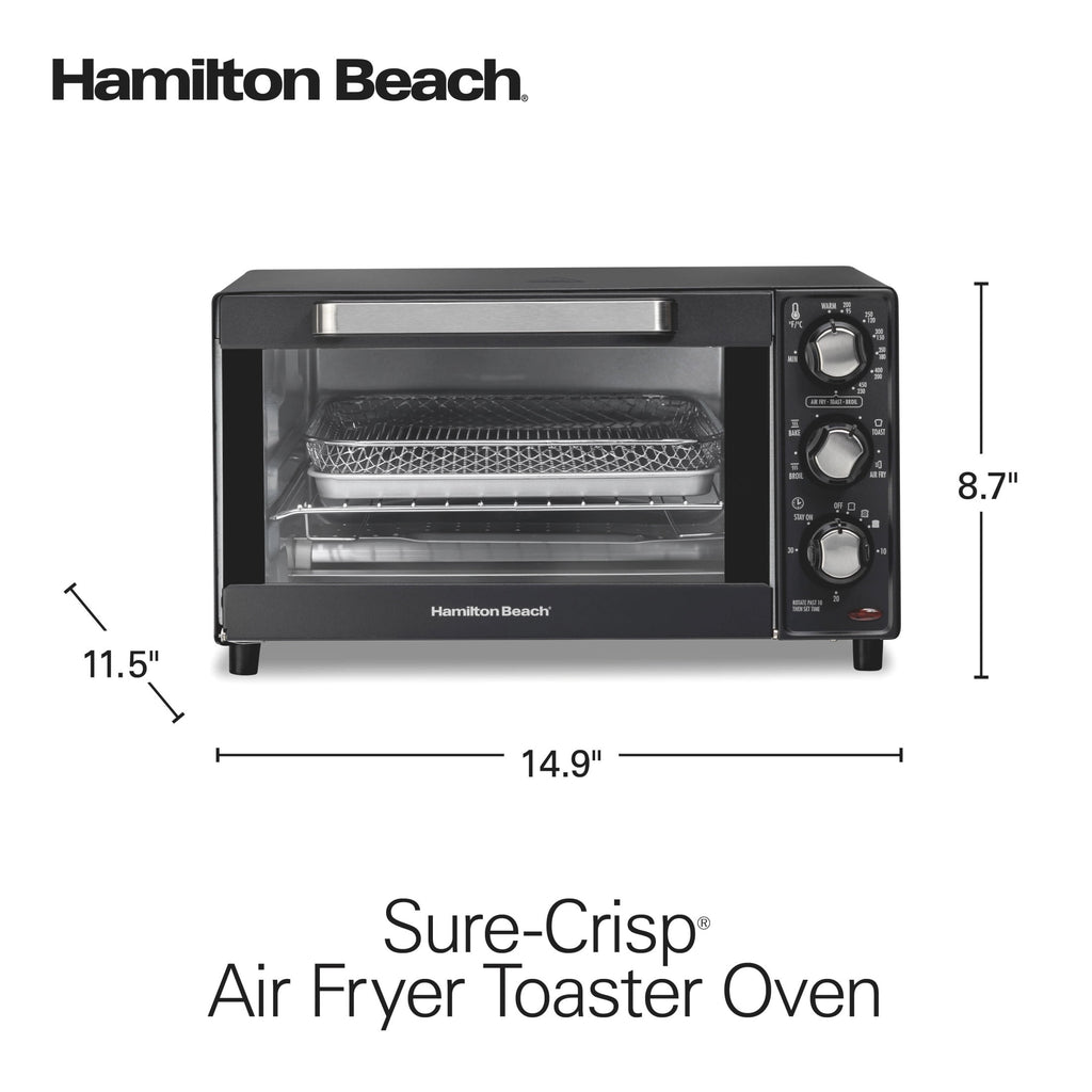 Hamilton Beach Sure-Crisp Air Fryer Toaster Oven with 4 Slice Capacity, Fits 9" Pizza, Black