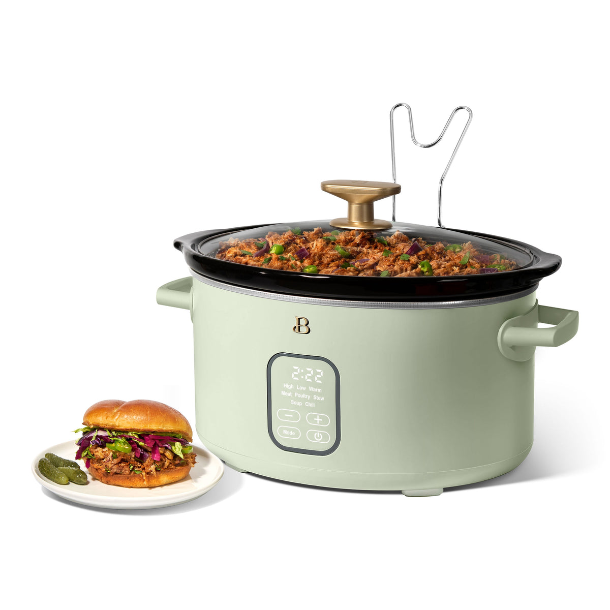 Beautiful 6 Qt Programmable Slow Cooker, Thyme Green by Drew Barrymore