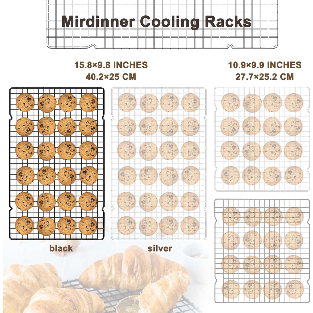 Mirdinner 3P Cooling Rack for Baking, 15.8"×9.8" Stainless Steel Baking Rack, Oven Safe Black Roasting Rack & Wire Rack & Cookie Cooling Rack for Cooking, Roasting, Grilling, Drying
