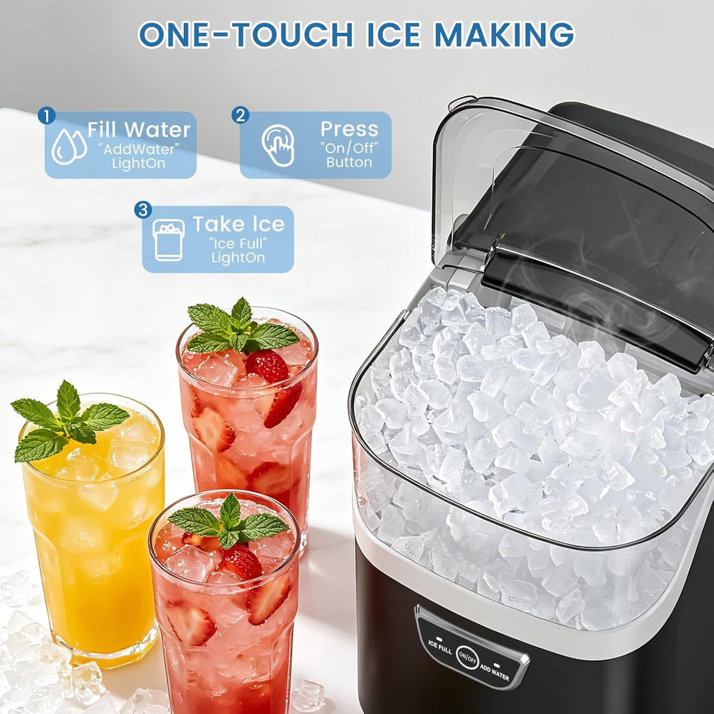 Havato Nugget Ice Maker, Countertop Ice Machine Chewable Crushed Ice | 35Lbs/24H, Self-Cleaning, Quiet & Compact ,Black