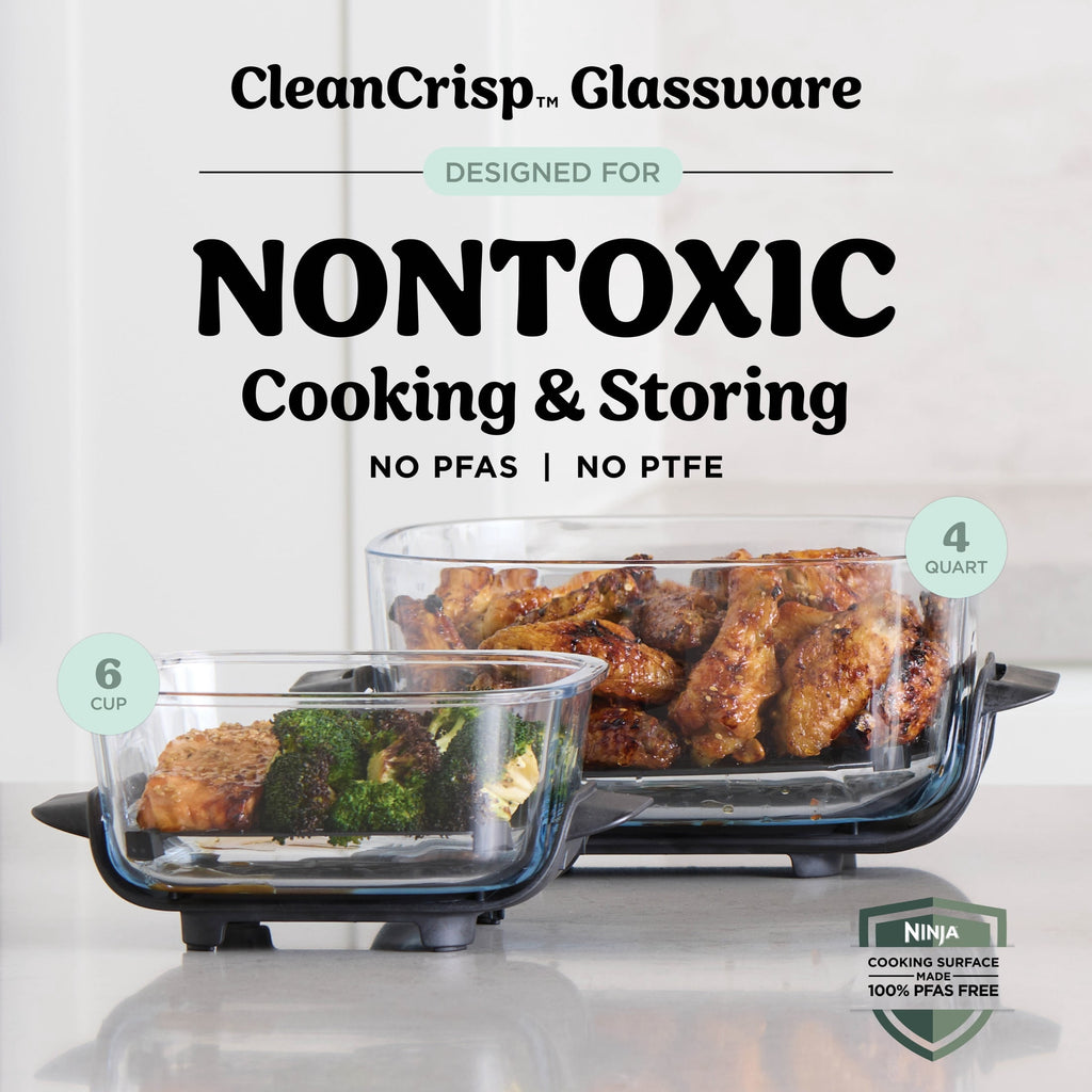 Ninja Crispi Glass Air Fryer 4-Qt, 4-in-1, Air Fry Bake Recrisp, Portable, Dishwasher Safe, FN101ST Stone