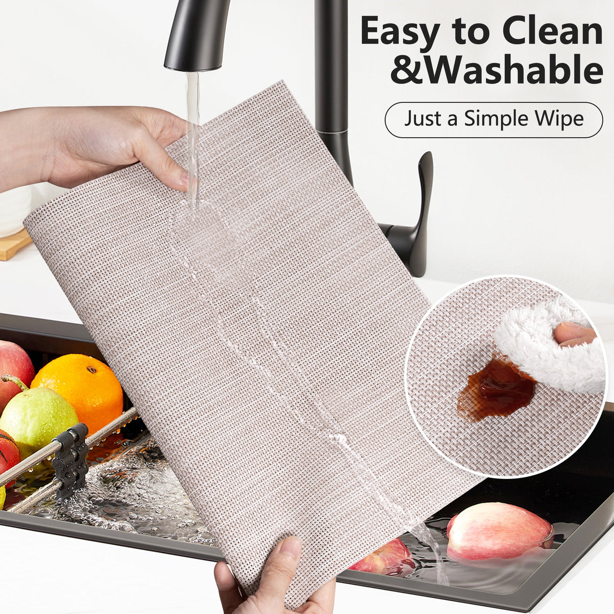 VCVCOO Navy Blue Placemats Set of 4 - Easy Clean Washable PVC Vinyl Placemats - Wipeable Heat Resistant Woven Table Mats for Dining Table - 12x18 inch