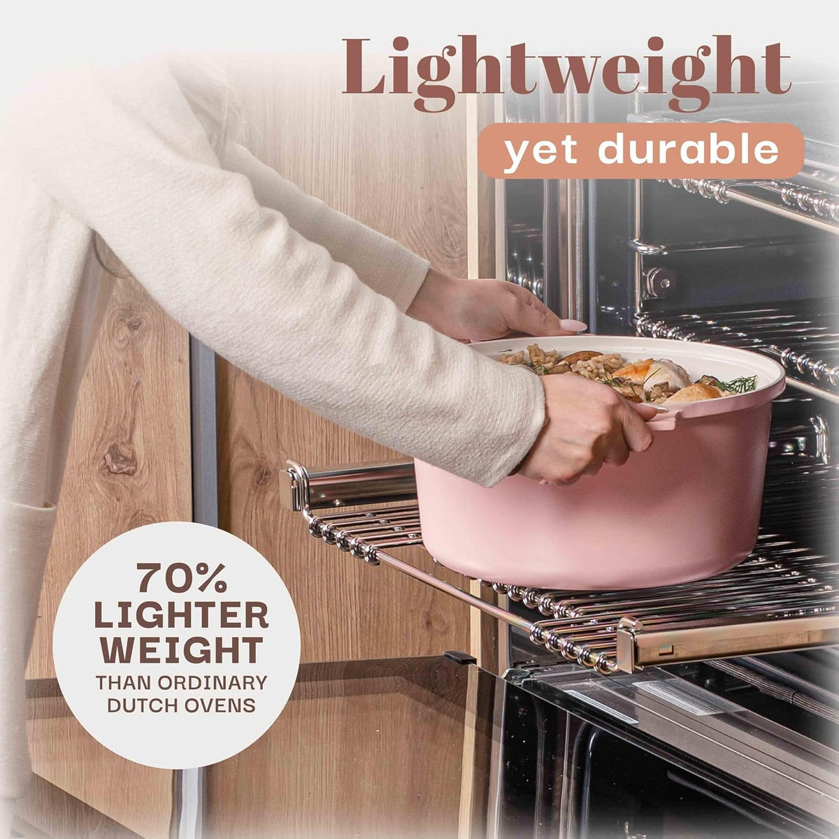 Gotham Steel Ceramic Hammered 5 Qt Lightweight Dutch Oven Pot with Lid & Holders, Oven Safe & Even Heat Retaining Dutch Oven for Bread Baking Sourdough, Soup, 70% Lighter than Cast Iron, Navy