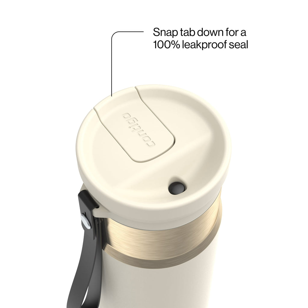 Contigo 24oz SnapSeal Insulated Stainless Steel Water Bottle with Straw, Licorice Black/Bronze