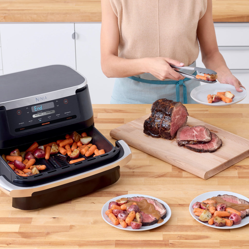 Ninja Foodi Air Fryer 7-Qt, DualZone FlexBasket, 6-in-1, Smart Finish, Cook 2 Foods 2 Ways, DZ071 Black