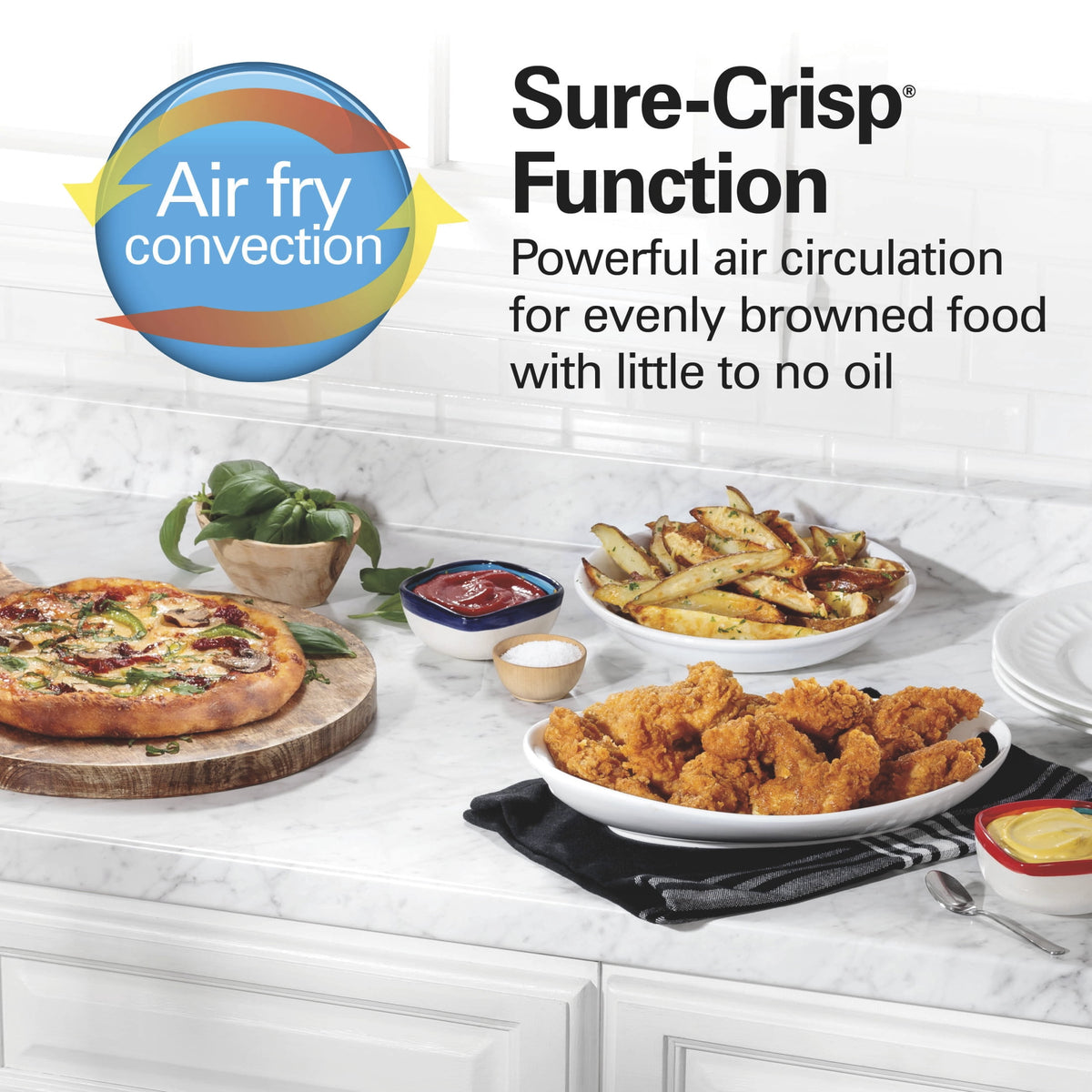 Hamilton Beach Sure-Crisp Air Fryer Toaster Oven with 4 Slice Capacity, Fits 9" Pizza, Black
