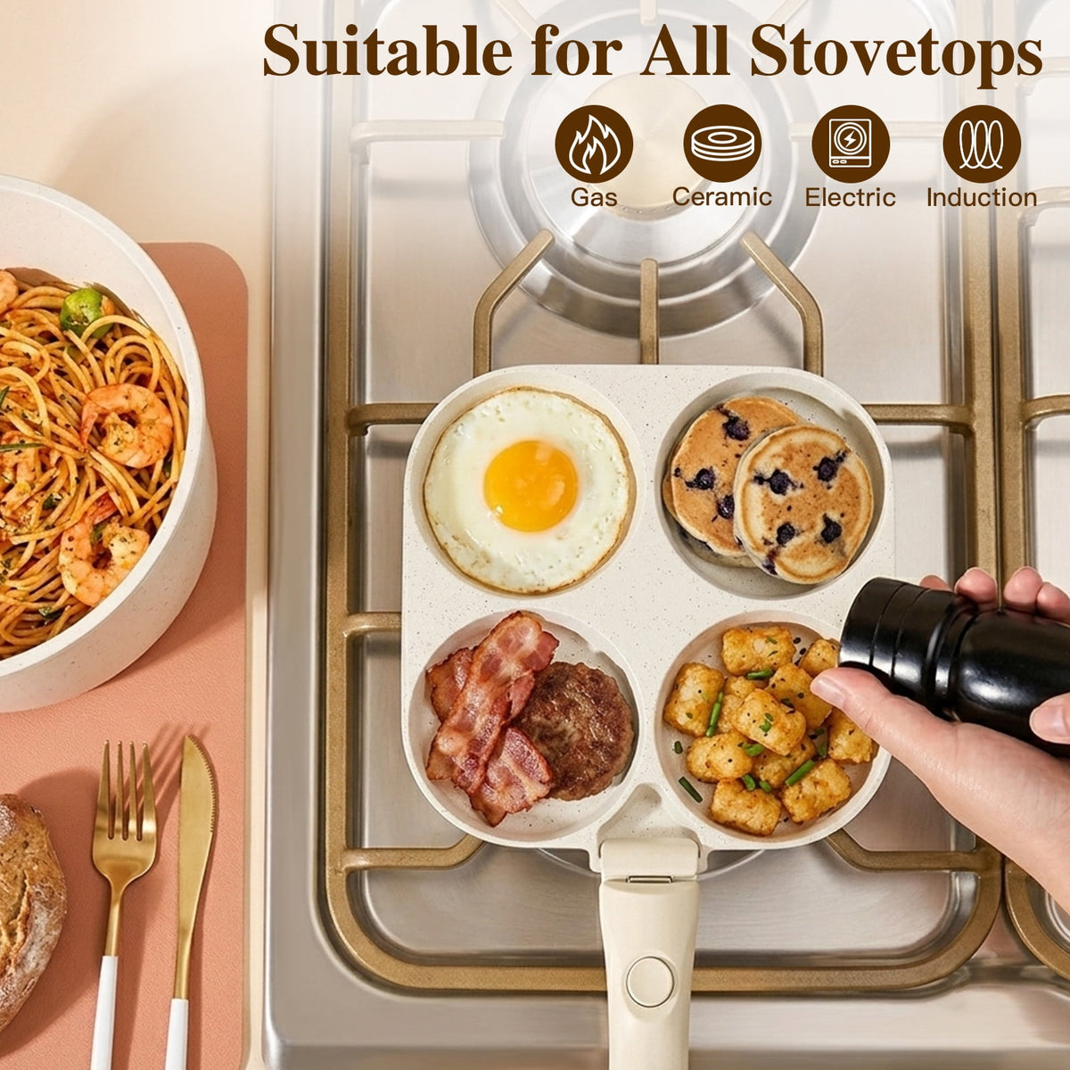 Gipp 11pcs Ceramic Cookware Sets, Pots and Pans Set Non Stick with Removable Handle, Oven & Dishwasher Safe,Induction Cookware