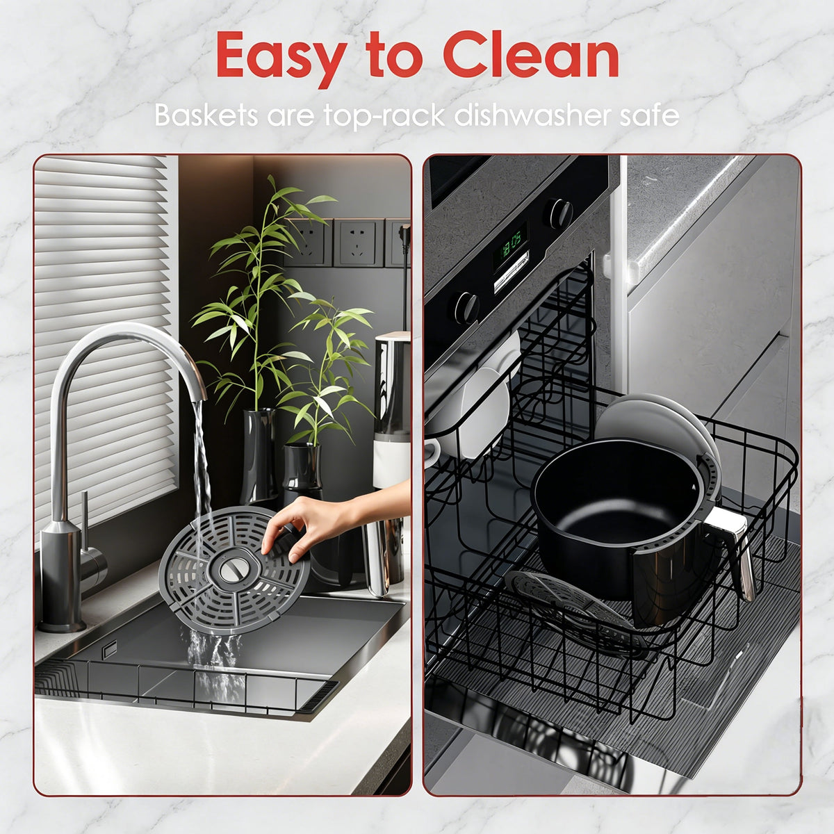 WHALLULTRA 4QT Air Fryer, Smart Touchscreen & View Window, 12 Presets, Vortex Heating, Dishwasher Safe Basket, Obsidian