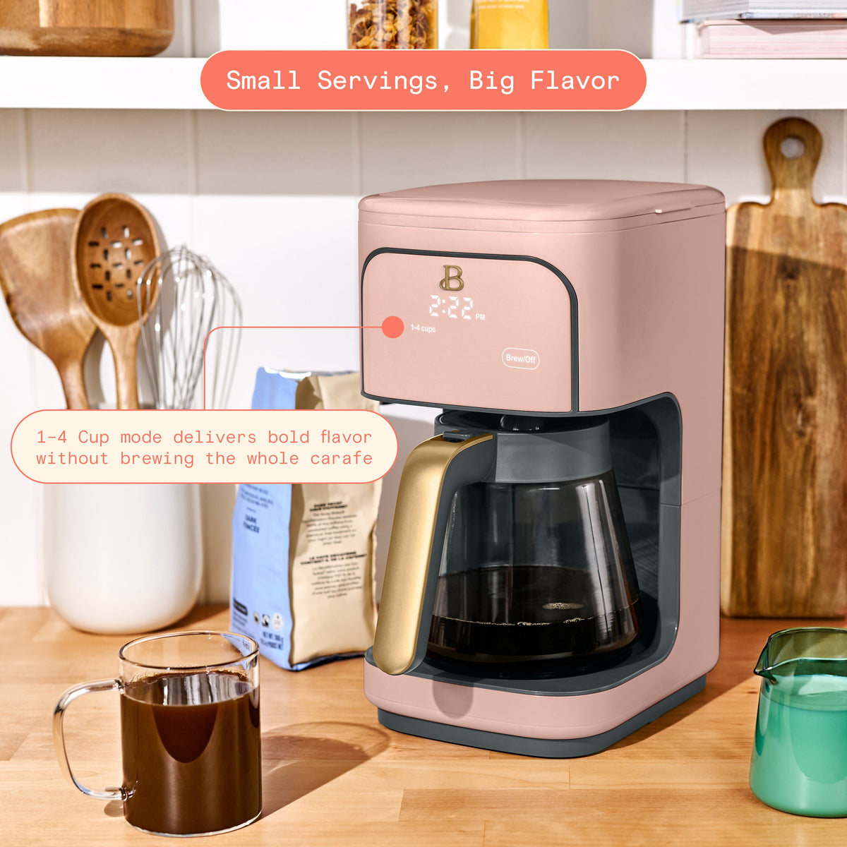 Beautiful by Drew Barrymore 12-Cup Programmable Coffee Maker, White Icing