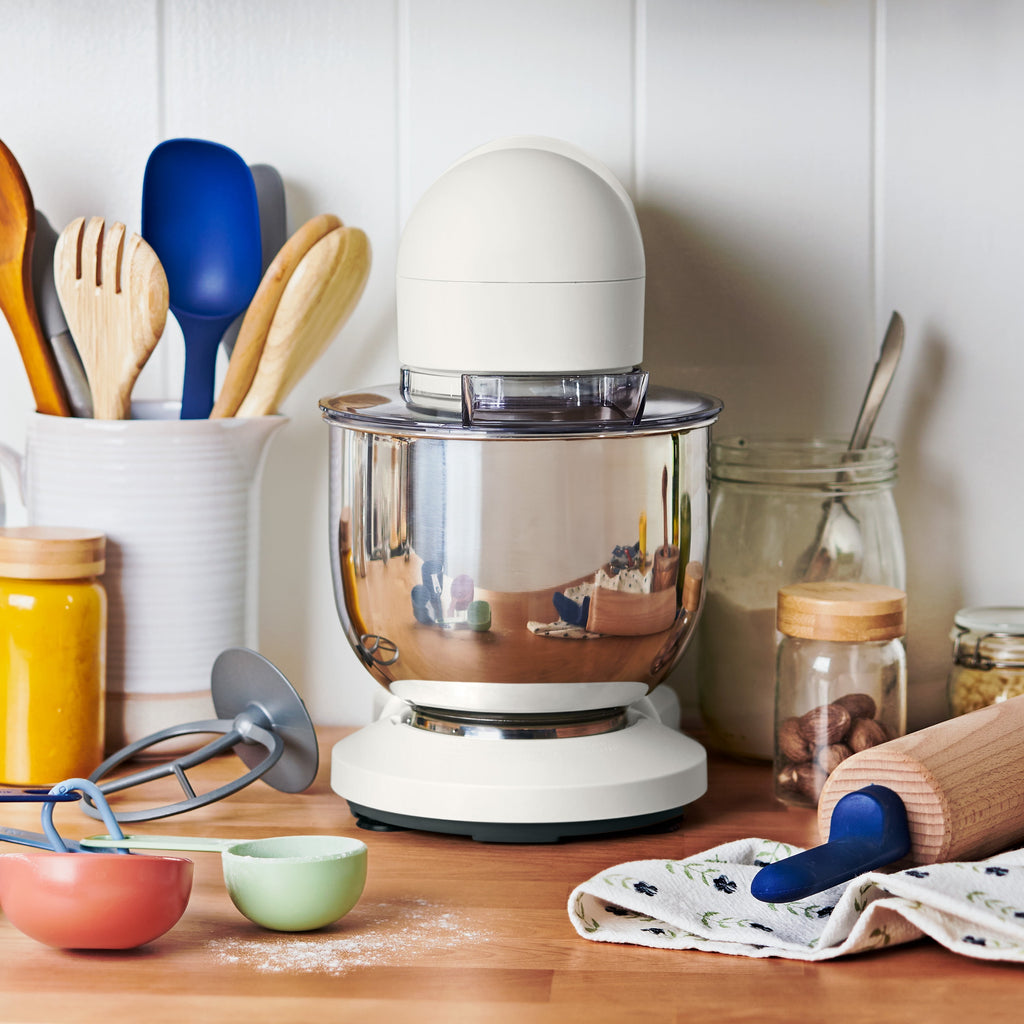 Beautiful 3.5 Qt Stand Mixer with Flat Beater, Dough Hook, Balloon Whisk, Chocolate by Drew Barrymore