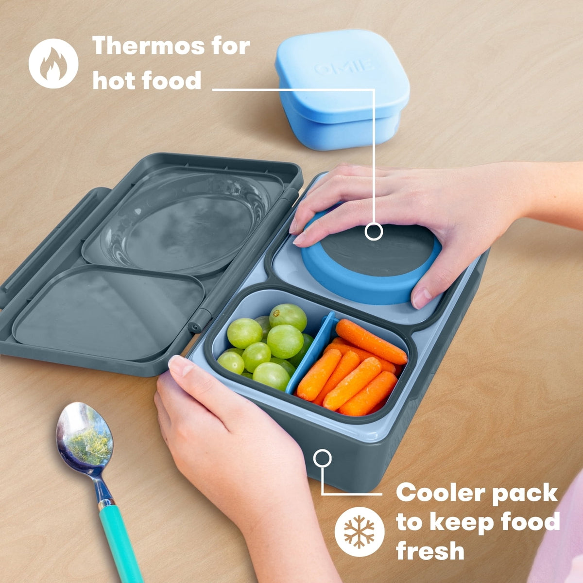OmieBox UP is an Insulated Bento Lunch Box with a 12oz Thermos - Cosmic Blue by OmieLife