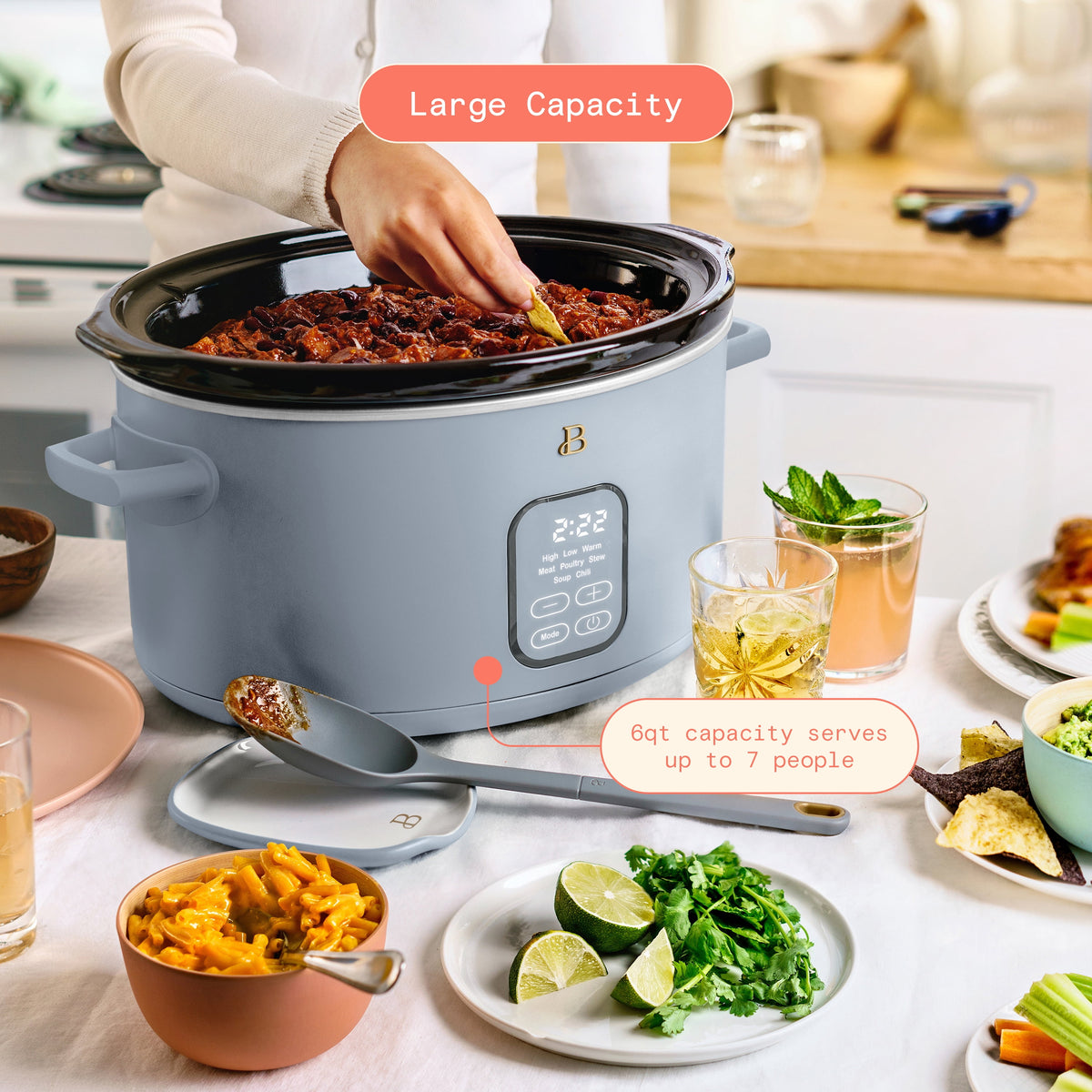 Beautiful 6 Qt Programmable Slow Cooker, Thyme Green by Drew Barrymore