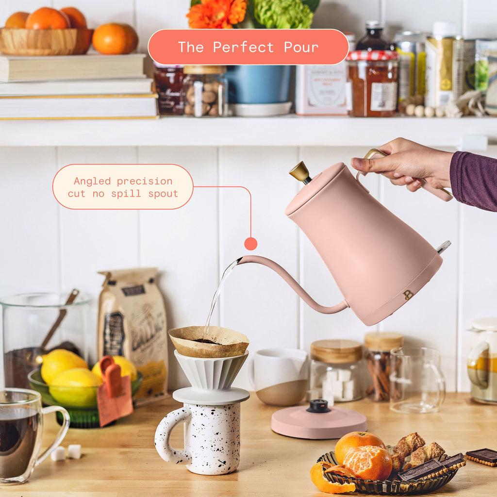 Beautiful 1-Liter Electric Gooseneck Kettle 1200 W, Chocolate by Drew Barrymore