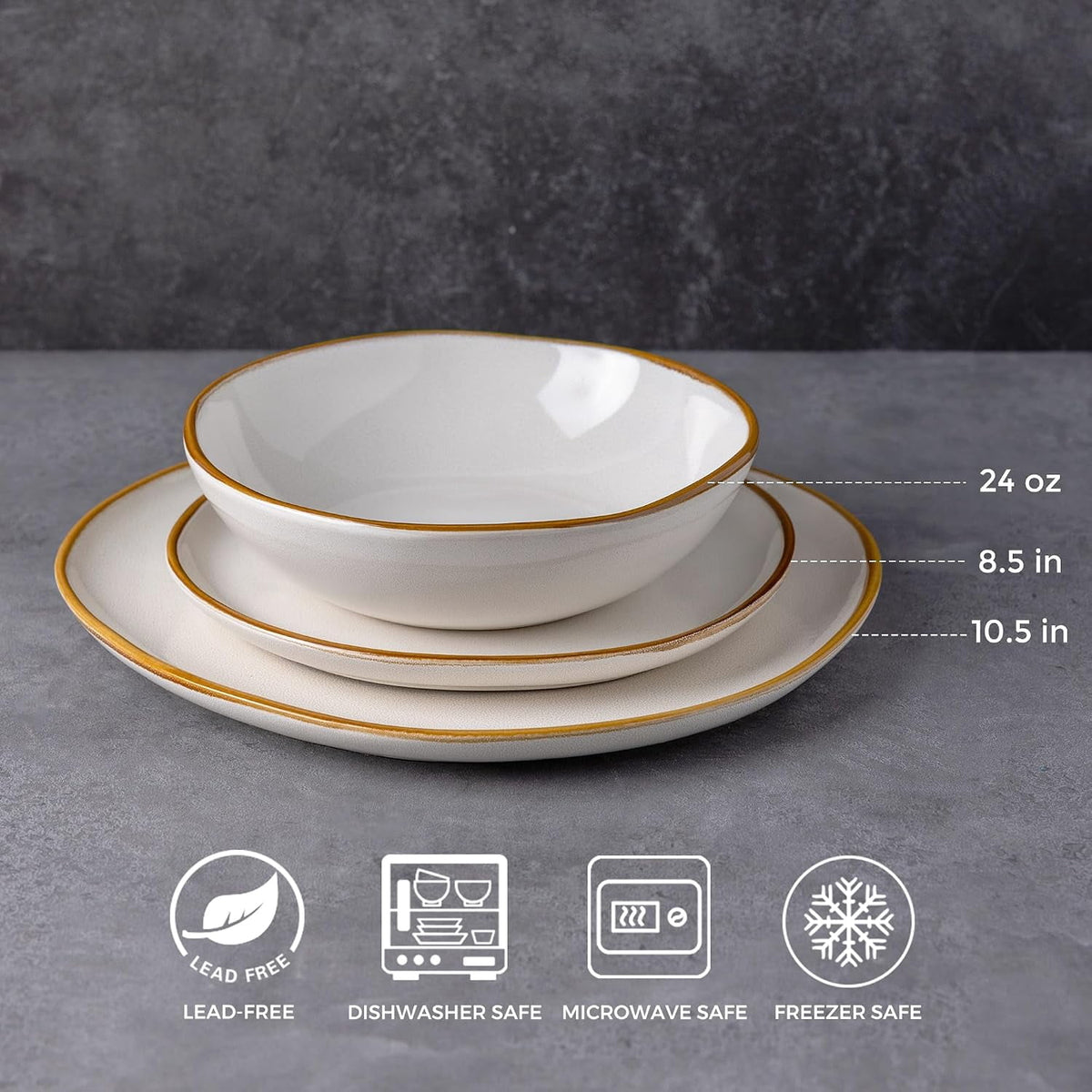 AmorArc Ceramic Dinnerware Sets,Handmade Reactive Glaze Stoneware Plates and Bowls Sets,Highly Chip and Crack Resistant | Dishwasher & Microwave Safe Dishes Set,Service for 4 Set(12pc),Reactive Glaze